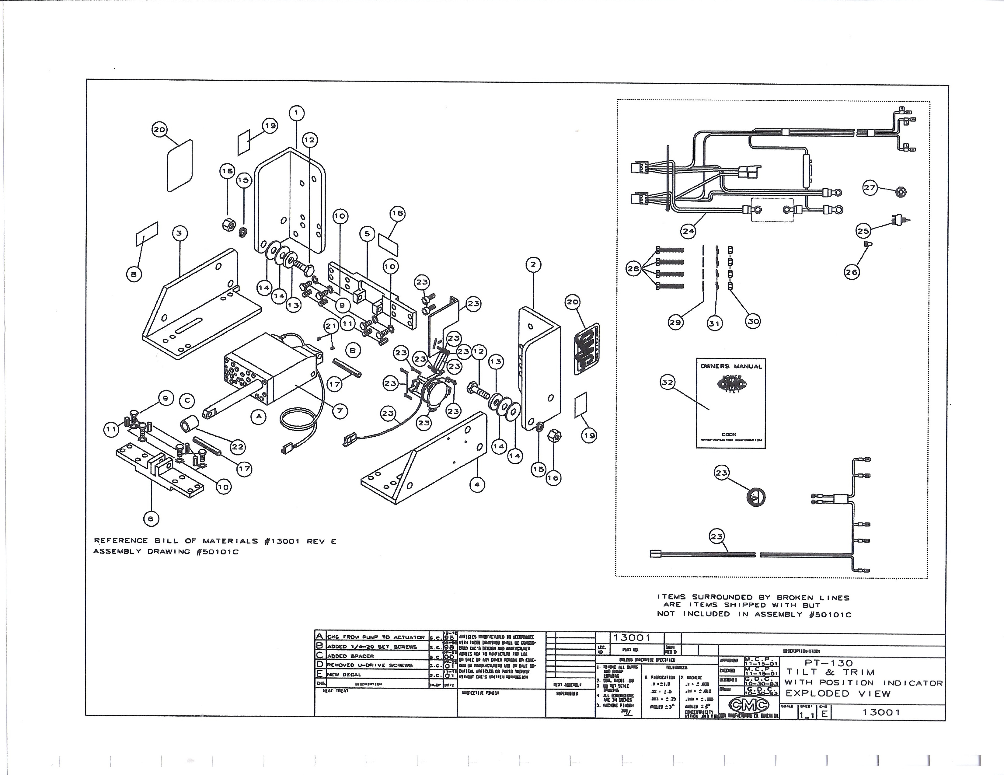 CMC PT-130 Hydraulic Tilt & Trim exploded parts diagram